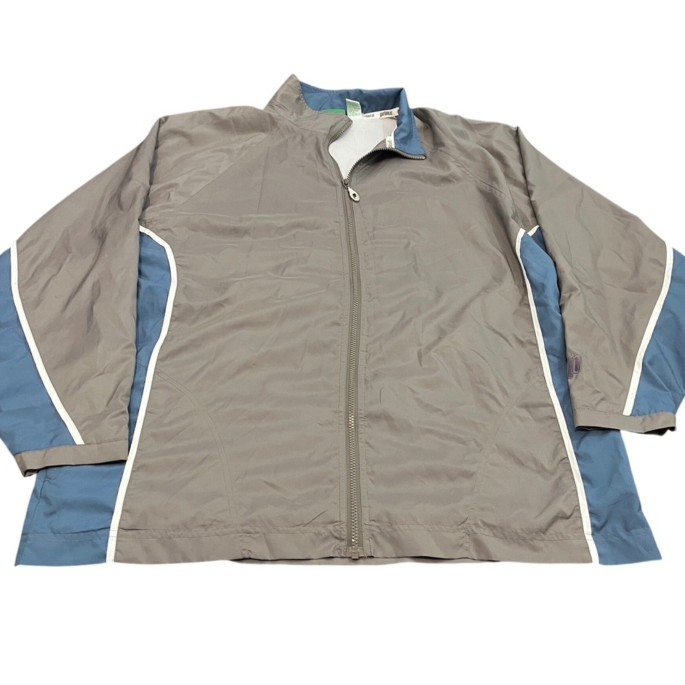 Vintage Prince Windbreaker Jacket Mens XL Gray Blue Colorblock Mesh Full‎ Zip